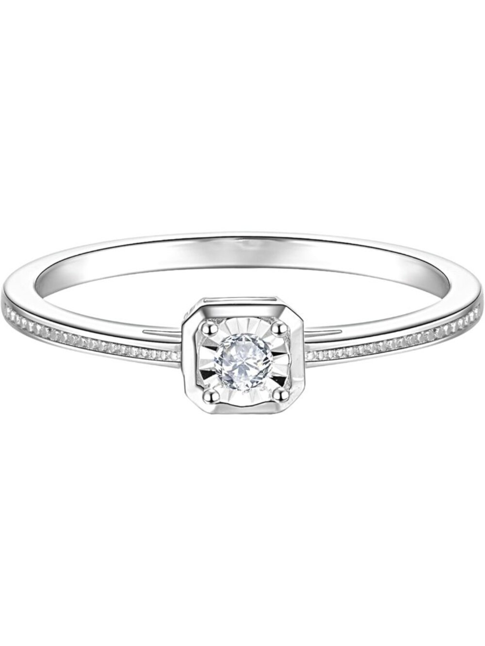 Stunning Lab Grown Diamond Engagement Ring in Sterling Silver | E-F Color
